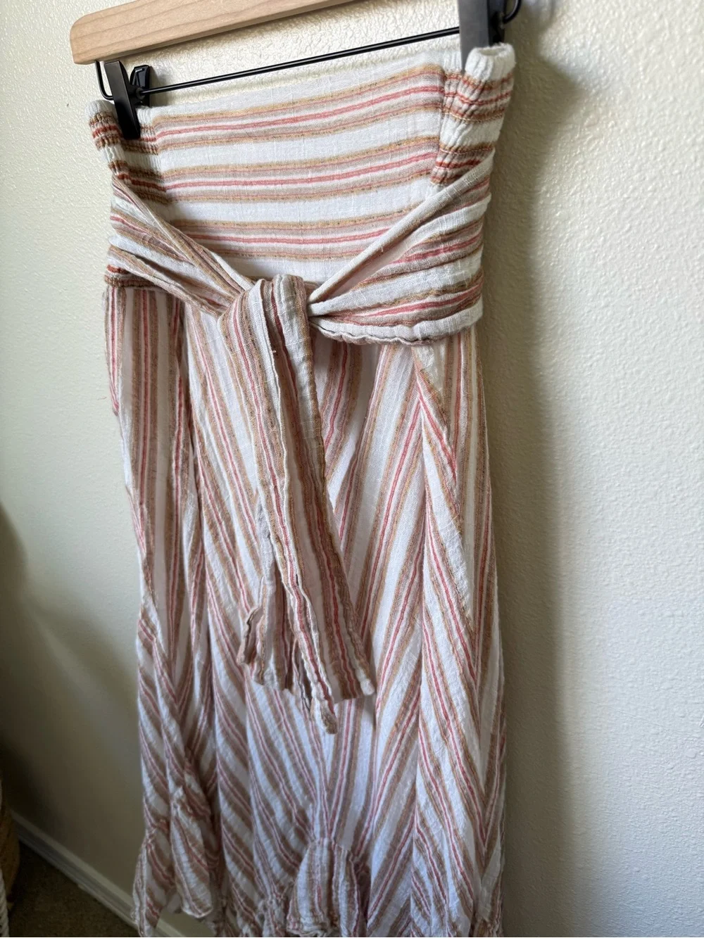 Free People One Striped Ruffle Hem Maxi Skirt